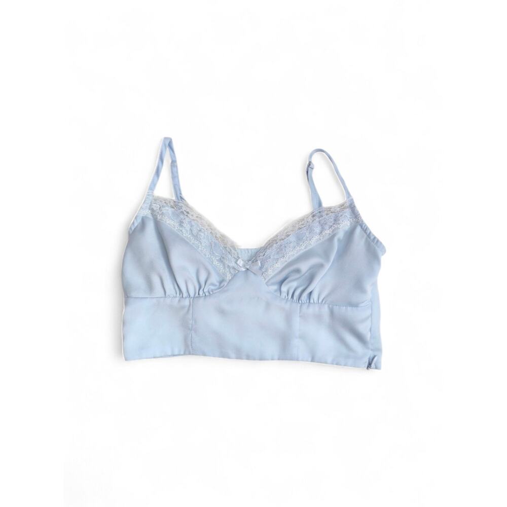 Princess Polly Blue Coquette Balletcore Lace Cropped Blouse